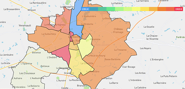 Cartographie des prix de l'immobilier par quartier à La Roche-sur-Yon